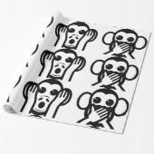3 Wise Monkeys Emoji Cadeaupapier (Uitgerold)