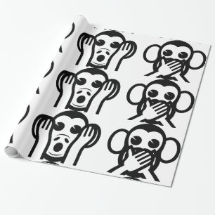 3 Wise Monkeys Emoji Cadeaupapier