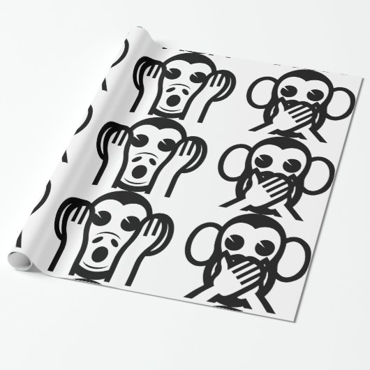 3 Wise Monkeys Emoji Cadeaupapier (Uitgerold)