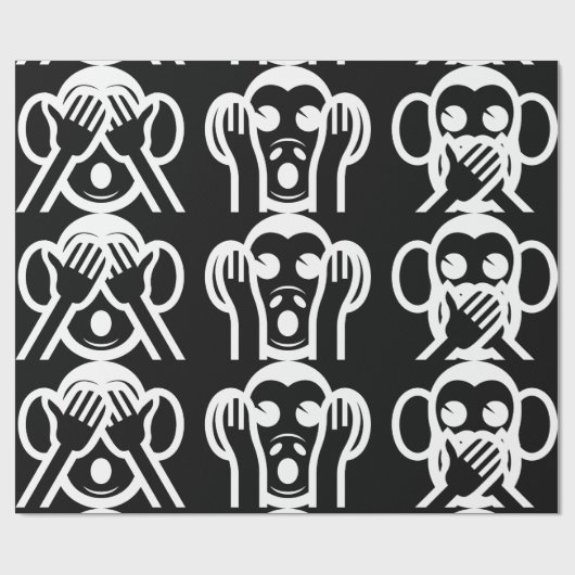 3 Wise Monkeys Emoji Cadeaupapier (Vlak)