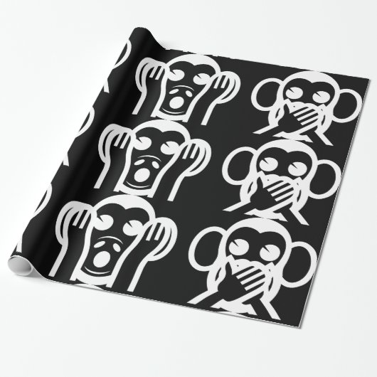 3 Wise Monkeys Emoji Cadeaupapier (Uitgerold)