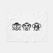 3 Wise Monkeys Emoji Fleece Deken (Voorkant (Horizontaal))