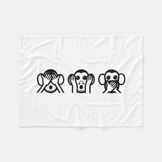 3 Wise Monkeys Emoji Fleece Deken (Voorkant (Horizontaal))