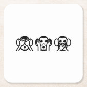 3 Wise Monkeys Emoji Kartonnen Onderzetters (Voorkant)