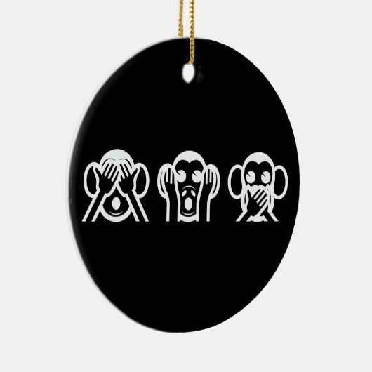 3 Wise Monkeys Emoji Keramisch Ornament (Rechts)