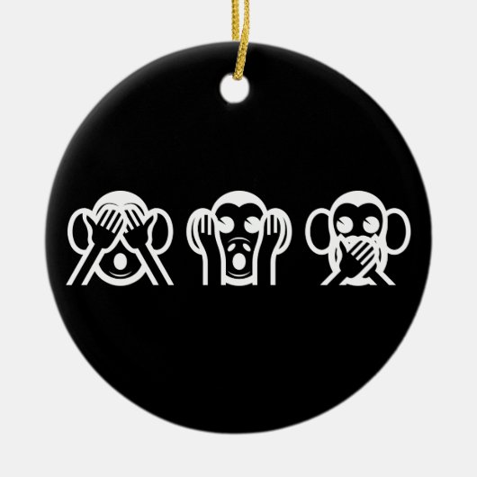 3 Wise Monkeys Emoji Keramisch Ornament (Voorkant)