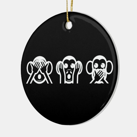 3 Wise Monkeys Emoji Keramisch Ornament (Links)