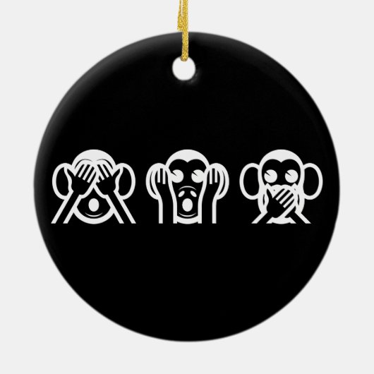 3 Wise Monkeys Emoji Keramisch Ornament (Achterkant)