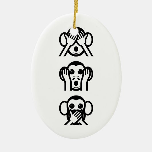 3 Wise Monkeys Emoji Keramisch Ornament (Voorkant)