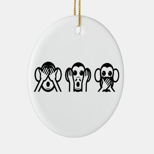 3 Wise Monkeys Emoji Keramisch Ornament (Rechts)