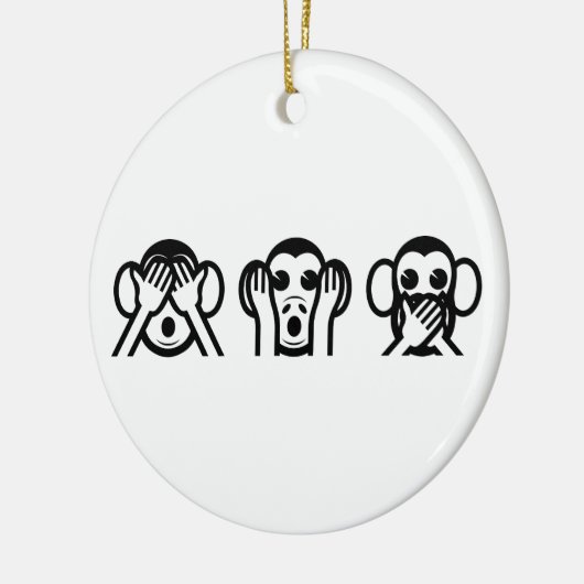 3 Wise Monkeys Emoji Keramisch Ornament (Links)