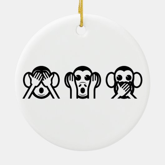 3 Wise Monkeys Emoji Keramisch Ornament (Achterkant)