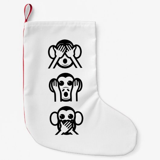 3 Wise Monkeys Emoji Kleine Kerstsok (Voorkant)