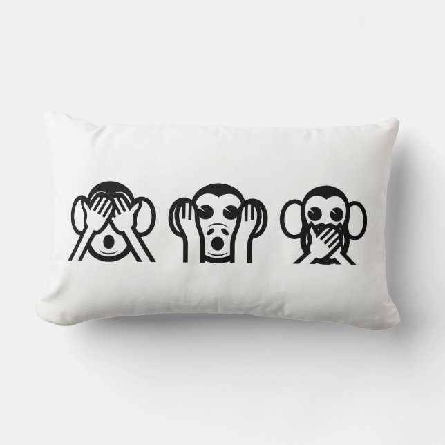 3 Wise Monkeys Emoji Kussen (Voorkant)