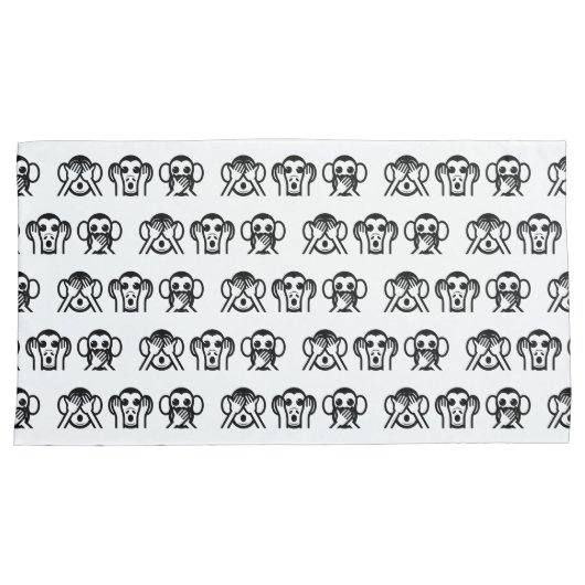 3 Wise Monkeys Emoji Kussensloop (Voorkant-Rechts)