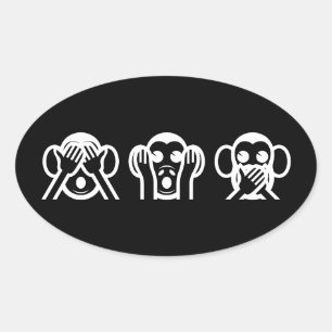 3 Wise Monkeys Emoji Ovale Sticker