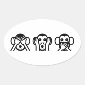 3 Wise Monkeys Emoji Ovale Sticker (Voorkant)