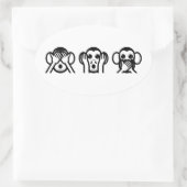 3 Wise Monkeys Emoji Ovale Sticker (Tas)