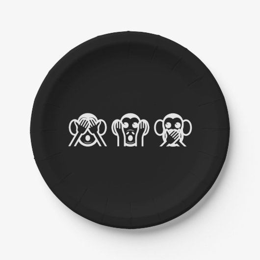 3 Wise Monkeys Emoji Papieren Bordje (Voorkant)