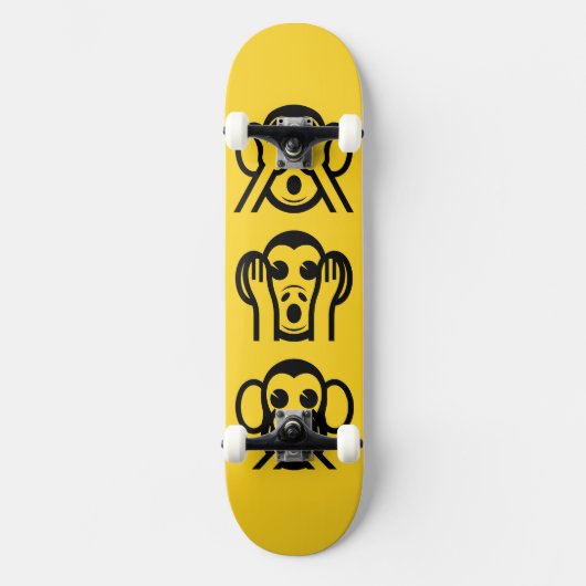 3 Wise Monkeys Emoji Persoonlijk Skateboard (Voorkant)