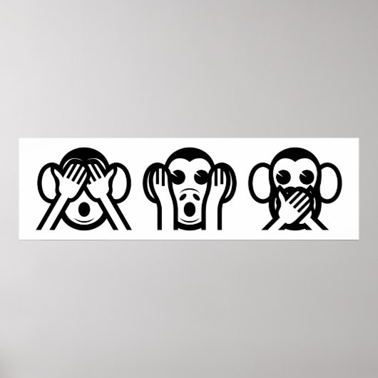 3 Wise Monkeys Emoji Poster (Voorkant)