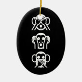 3 Wise Monkeys Emoji Small kerststop Keramisch Ornament (Voorkant)
