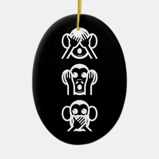 3 Wise Monkeys Emoji Small kerststop Keramisch Ornament (Voorkant)