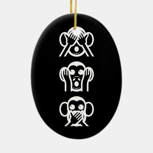 3 Wise Monkeys Emoji Small kerststop Keramisch Ornament (Achterkant)