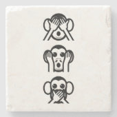 3 Wise Monkeys Emoji Stenen Onderzetter (Voorkant)