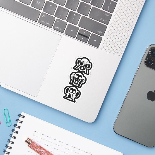 3 Wise Monkeys Emoji Sticker (Laptop met iPhone)
