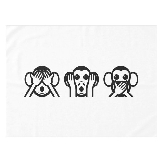 3 Wise Monkeys Emoji Tafelkleed (Voorkant (Horizontaal))