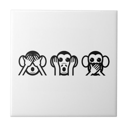 3 Wise Monkeys Emoji Tegeltje (Voorkant)
