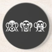3 Wise Monkeys Emoji Zandsteen Onderzetter (Voorkant)