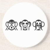 3 Wise Monkeys Emoji Zandsteen Onderzetter (Voorkant)
