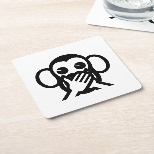 3 Wise Monkeys Iwazaru 言 ざ る Emoji Kartonnen Onderzetters (Schuin)