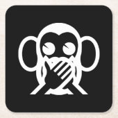 3 Wise Monkeys Iwazaru 言 ざ る Emoji Kartonnen Onderzetters (Voorkant)