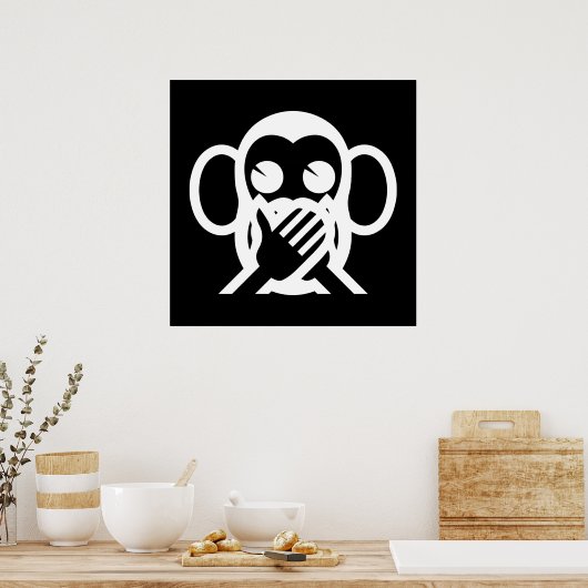 3 Wise Monkeys Iwazaru 言 ざ る Emoji Poster (Keuken)