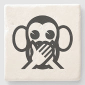 3 Wise Monkeys Iwazaru 言 ざ る Emoji Stenen Onderzetter (Voorkant)
