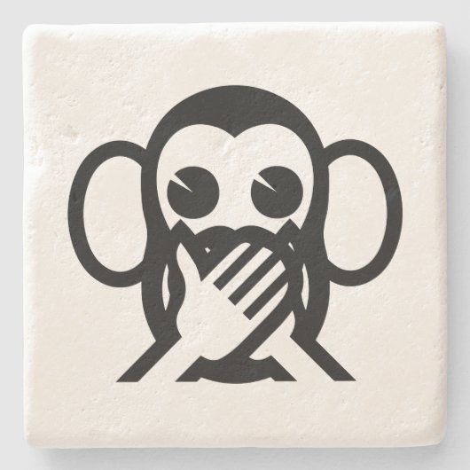 3 Wise Monkeys Iwazaru 言 ざ る Emoji Stenen Onderzetter (Voorkant)
