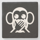 3 Wise Monkeys Iwazaru 言 ざ る Emoji Stenen Onderzetter (Voorkant)
