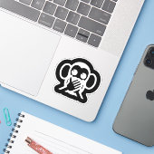 3 Wise Monkeys Iwazaru 言 ざ る Emoji Sticker (Laptop met iPhone)