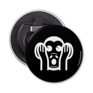 3 Wise Monkeys Kikazaru 聞 ざ horen る GEEN Kwaad Emo Button Flesopener