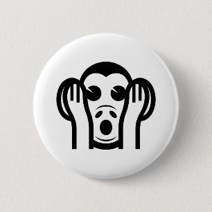 3 Wise Monkeys Kikazaru 聞 ざ horen る GEEN Kwaad Emo Ronde Button 5,7 Cm