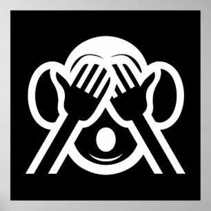 3 Wise Monkeys Mizaru 見 ざ る Zie GEEN Kwaad E Poster