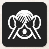 3 Wise Monkeys Mizaru 見 ざ る Zie GEEN Kwaad Emoji Kartonnen Onderzetters (Voorkant)