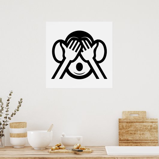 3 Wise Monkeys Mizaru 見 ざ る Zie GEEN Kwaad Emoji Poster (Keuken)