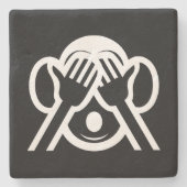 3 Wise Monkeys Mizaru 見 ざ る Zie GEEN Kwaad Emoji Stenen Onderzetter (Voorkant)