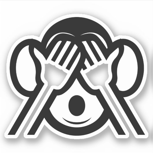 3 Wise Monkeys Mizaru 見 ざ る Zie GEEN Kwaad Emoji Sticker (Voorkant)