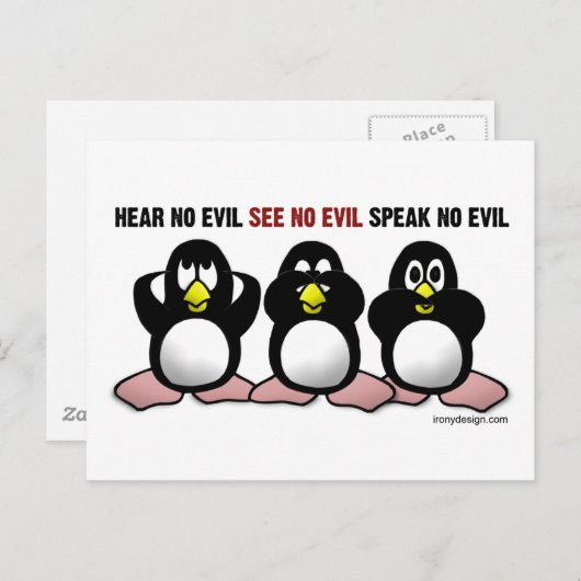 3 Wise Penguins Briefkaart (Voorkant / Achterkant)