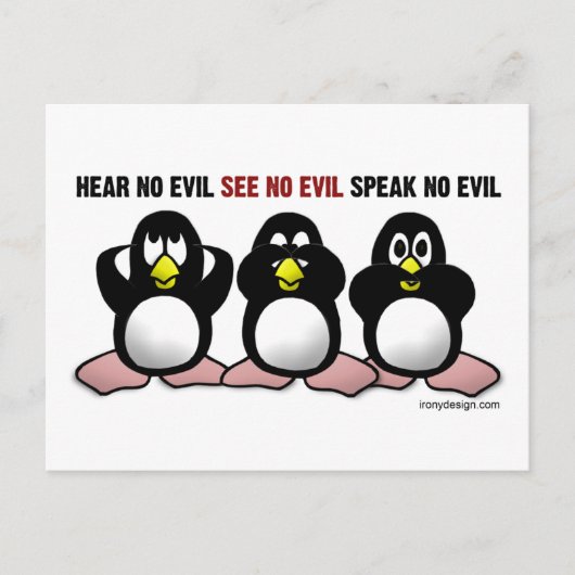 3 Wise Penguins Briefkaart (Voorkant)